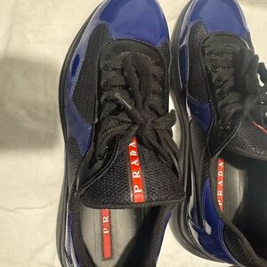 Prada Men's Black and Blue Sneakers
